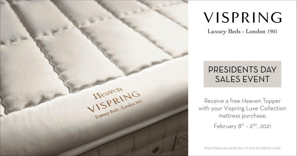 Receive a Free Topper During the Vispring Presidents Day Sales Event